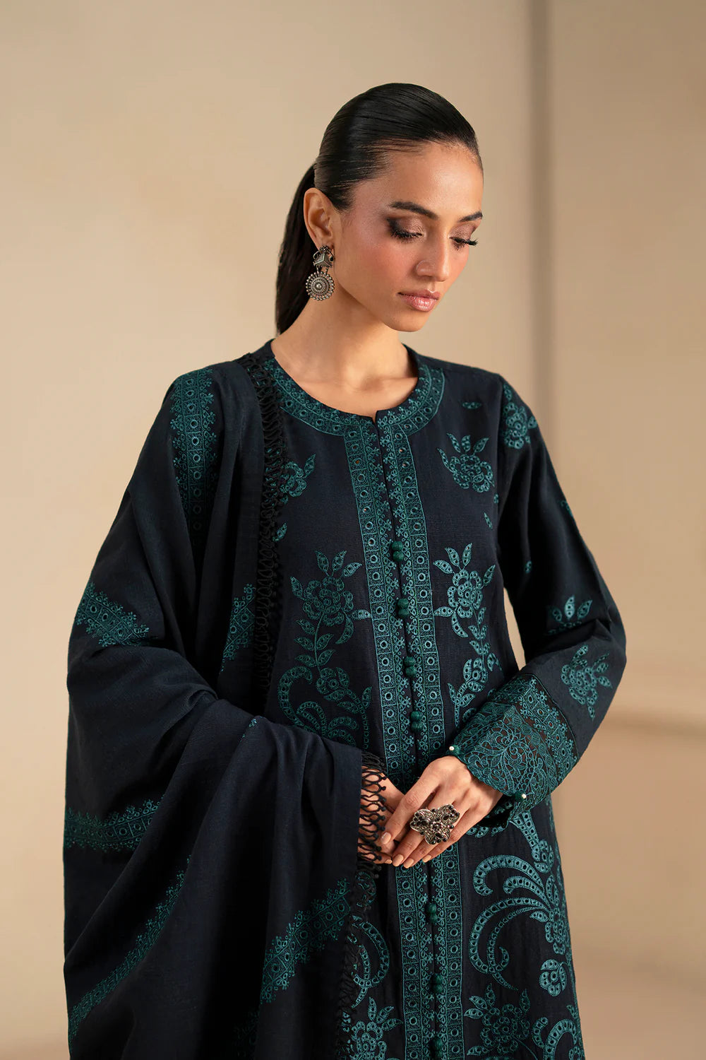 JET BLACK | E0790/203/902 | Unstitched Winter '25 | Ethnc