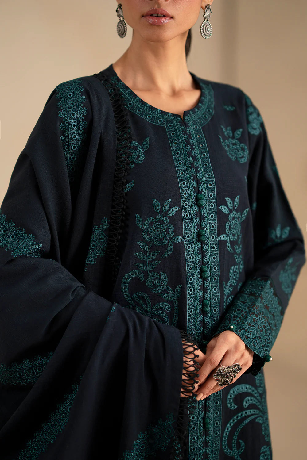 JET BLACK | E0790/203/902 | Unstitched Winter '25 | Ethnc