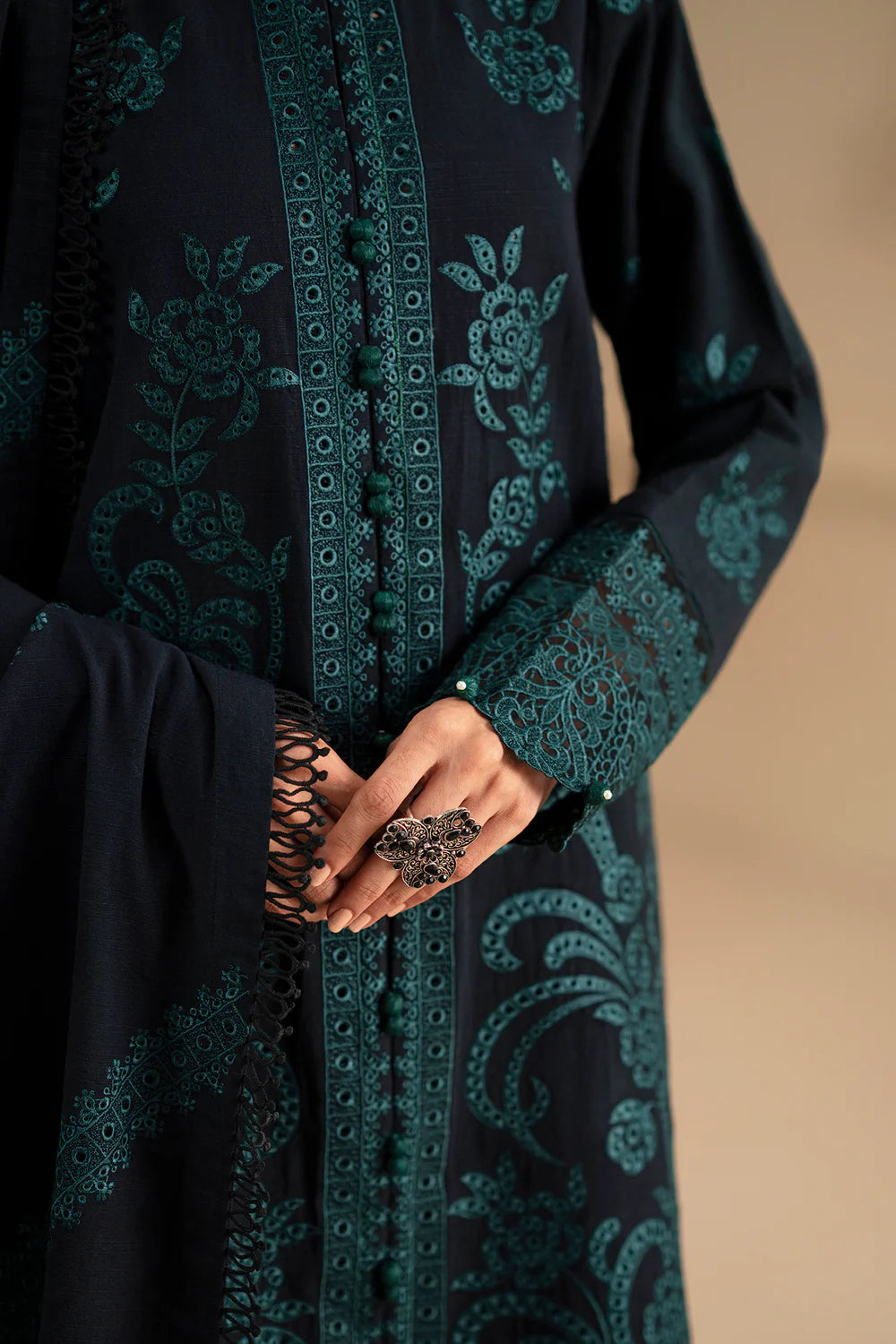 JET BLACK | E0790/203/902 | Unstitched Winter '25 | Ethnc