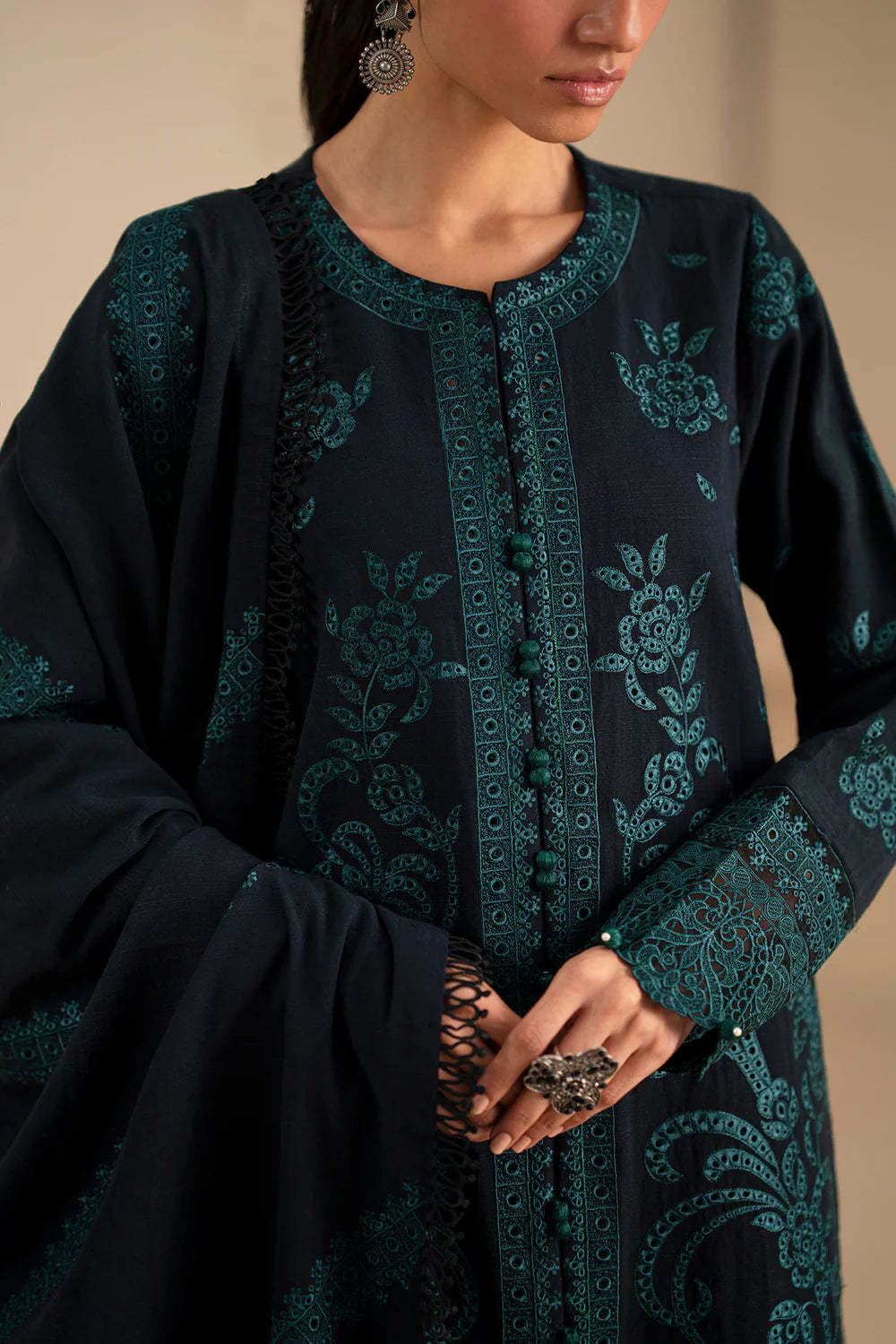 JET BLACK | E0790/203/902 | Unstitched Winter '25 | Ethnc