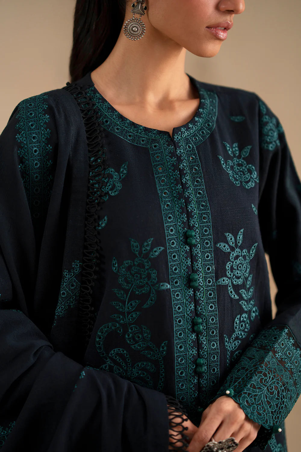 JET BLACK | E0790/203/902 | Unstitched Winter '25 | Ethnc