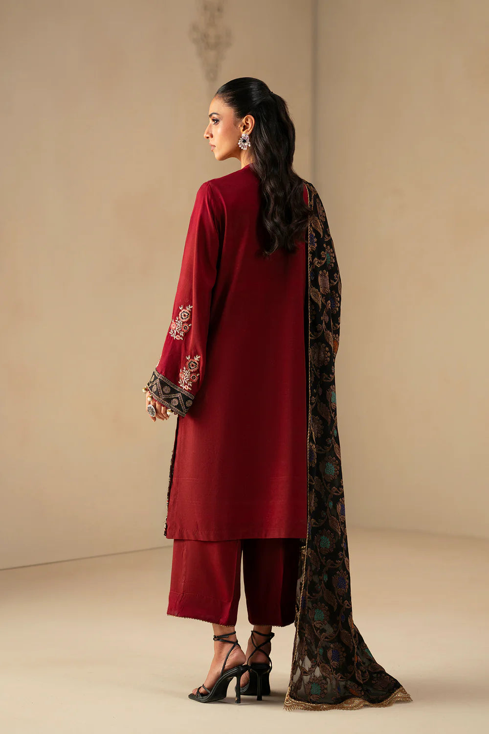 BRICK RED | E0793/203/305 | Unstitched Winter '25 | Ethnc