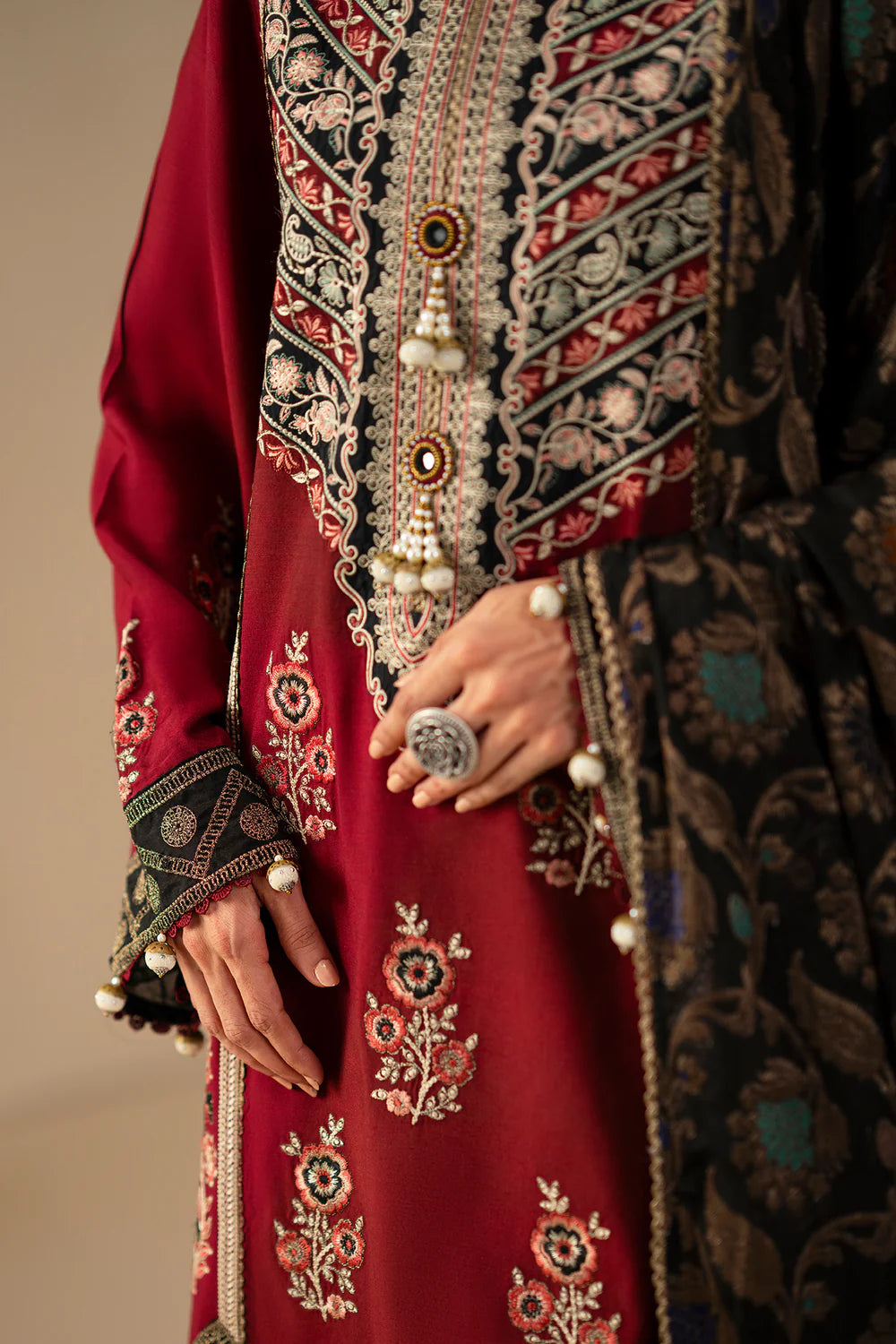 BRICK RED | E0793/203/305 | Unstitched Winter '25 | Ethnc