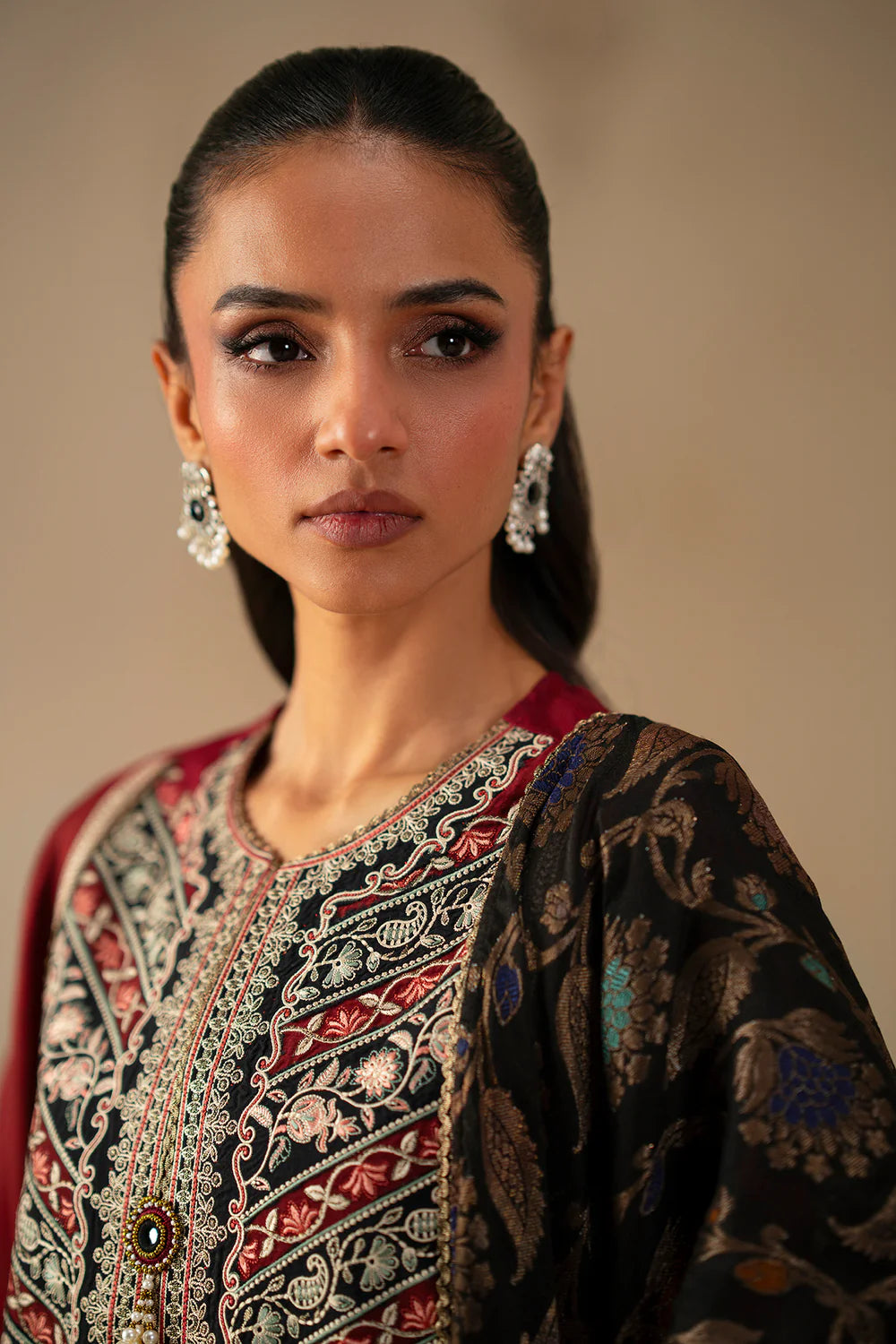 BRICK RED | E0793/203/305 | Unstitched Winter '25 | Ethnc