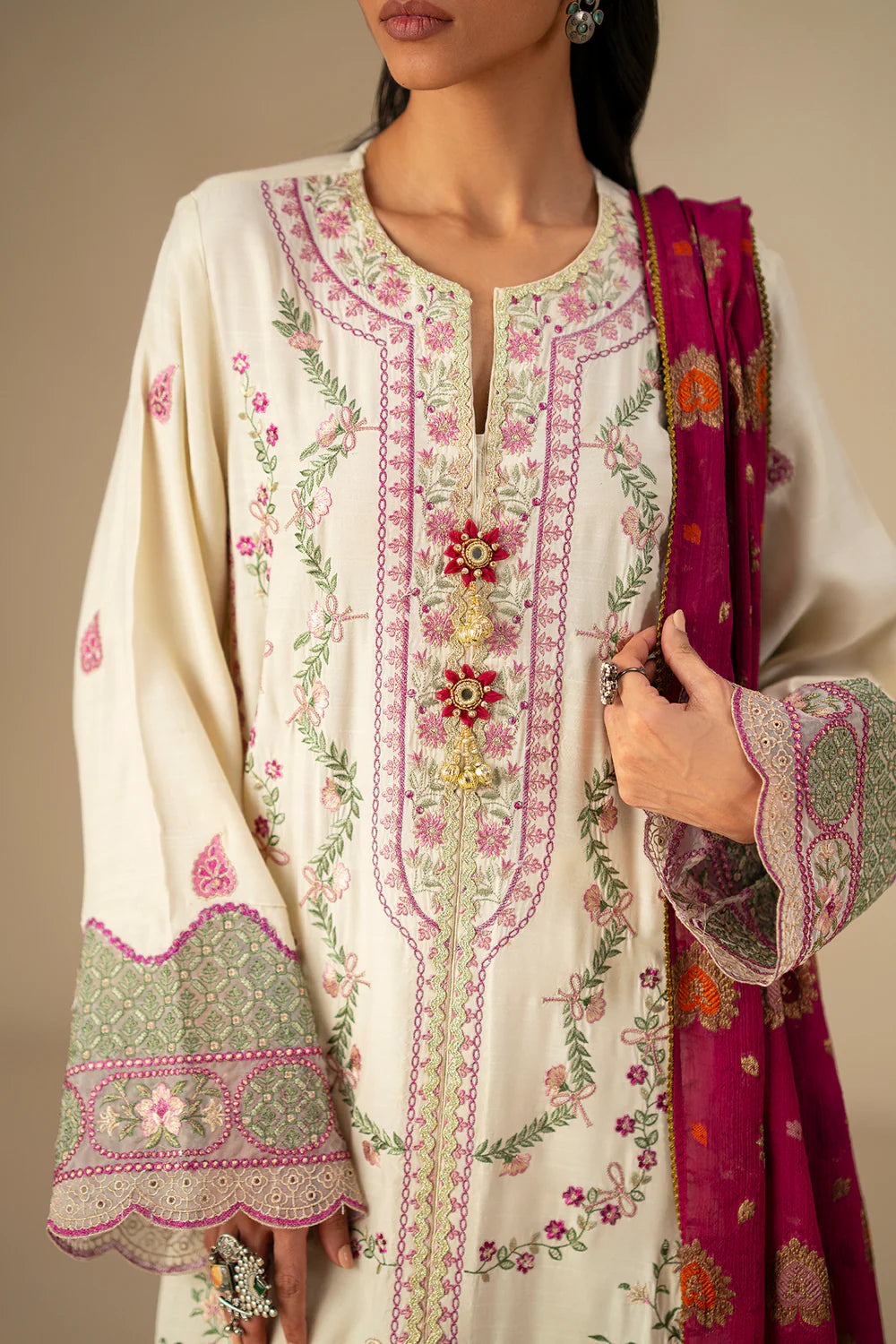 OFF WHITE | E0794/203/002 | Unstitched Winter '25 | Ethnc