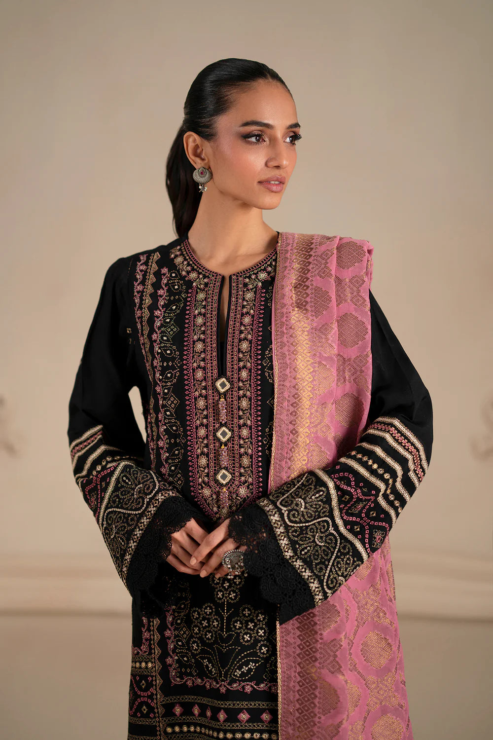 JET BLACK | E0795/203/902 | Unstitched Winter '25 | Ethnc