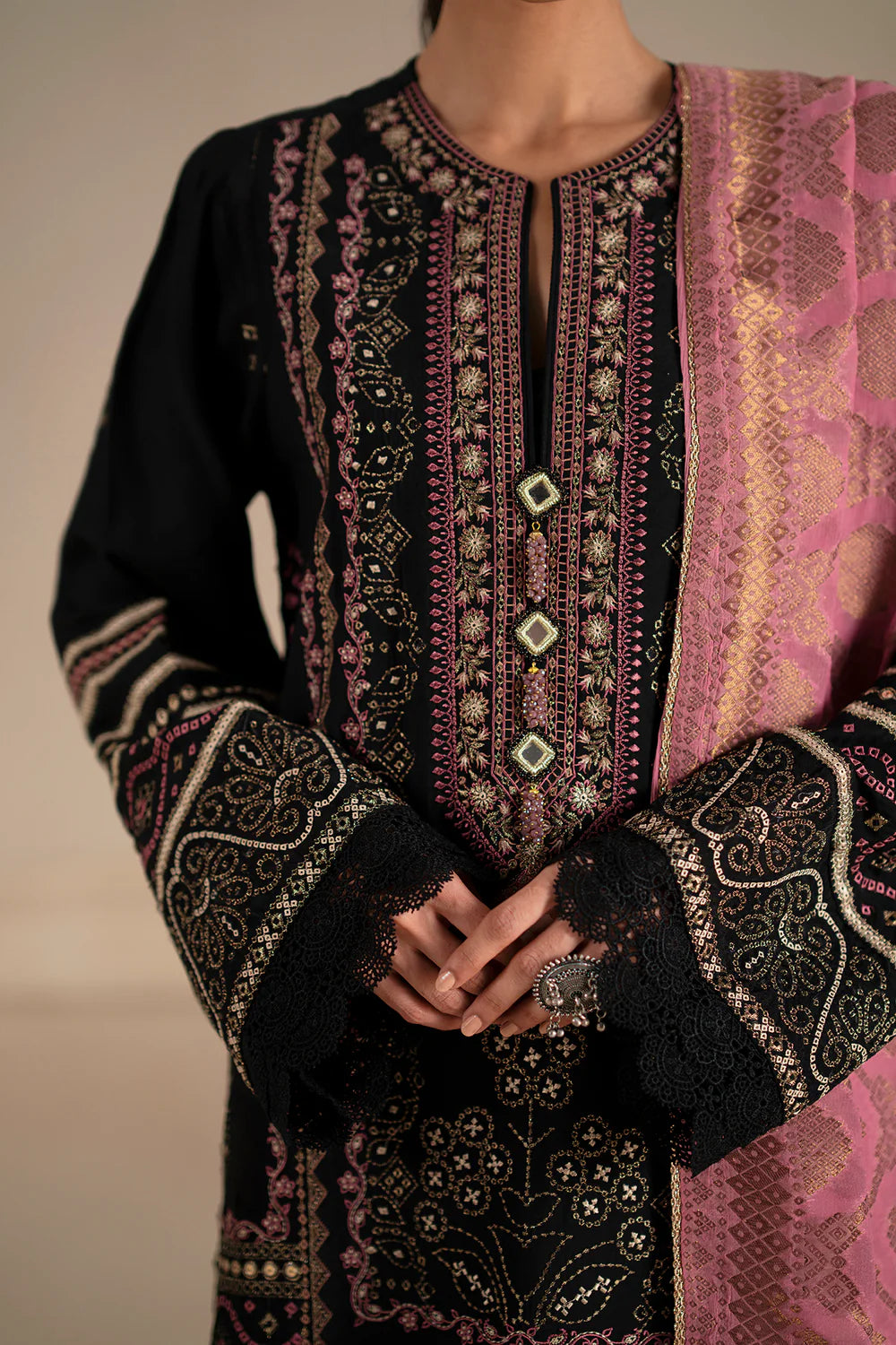 JET BLACK | E0795/203/902 | Unstitched Winter '25 | Ethnc