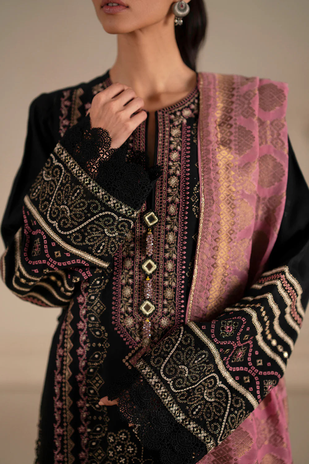 JET BLACK | E0795/203/902 | Unstitched Winter '25 | Ethnc