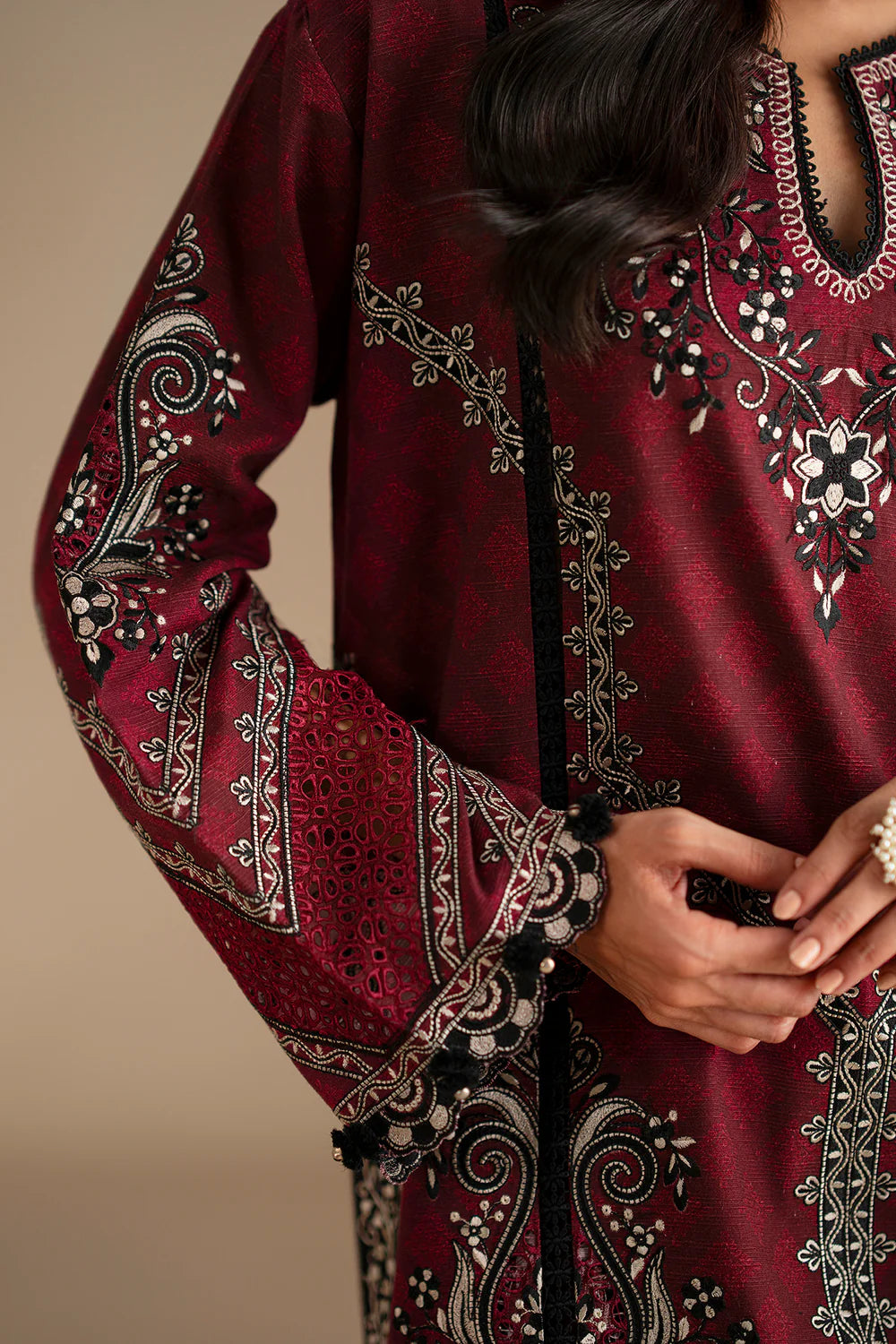 BRICK RED | E0798/203/305 | Unstitched Winter '25 | Ethnc