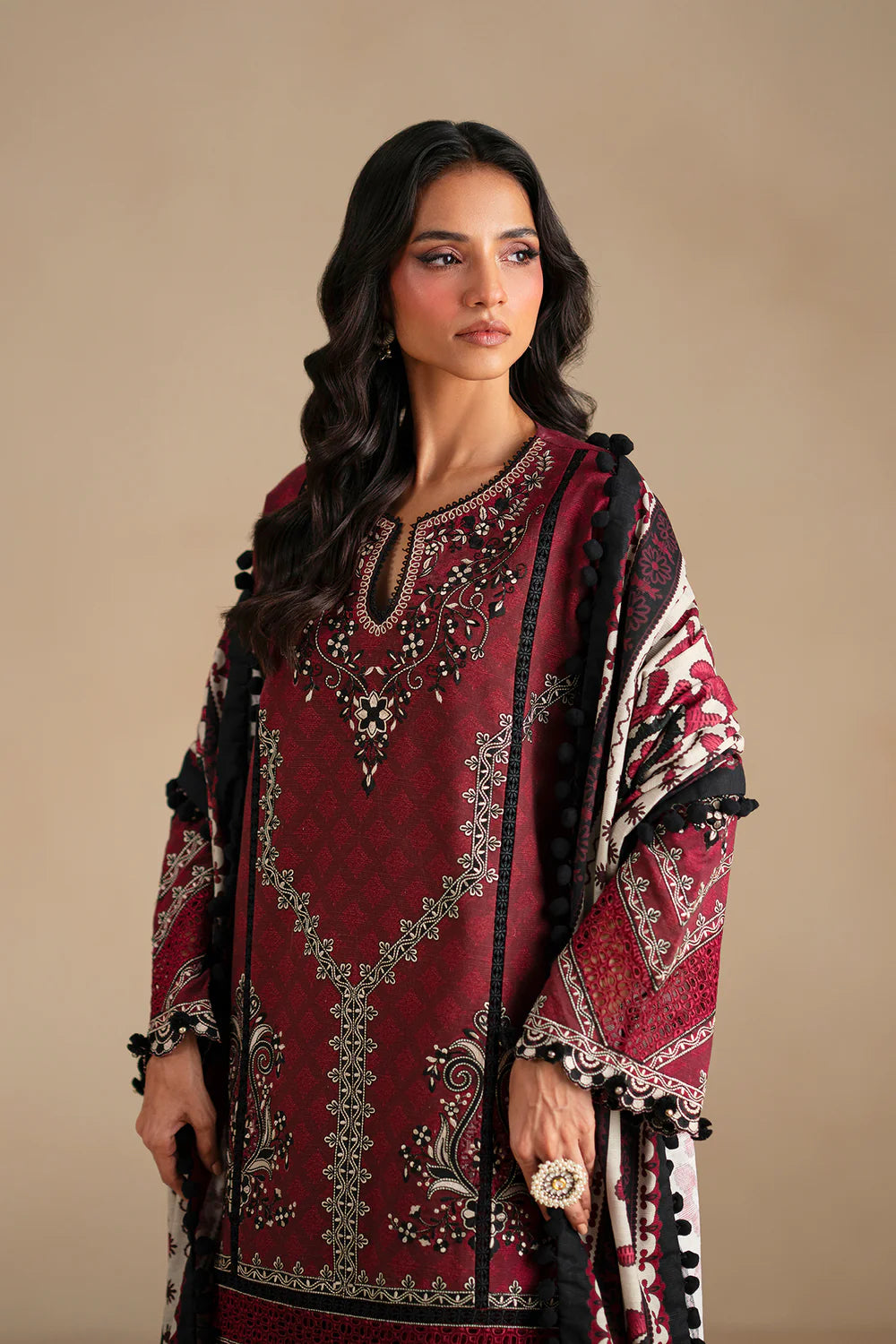 BRICK RED | E0798/203/305 | Unstitched Winter '25 | Ethnc