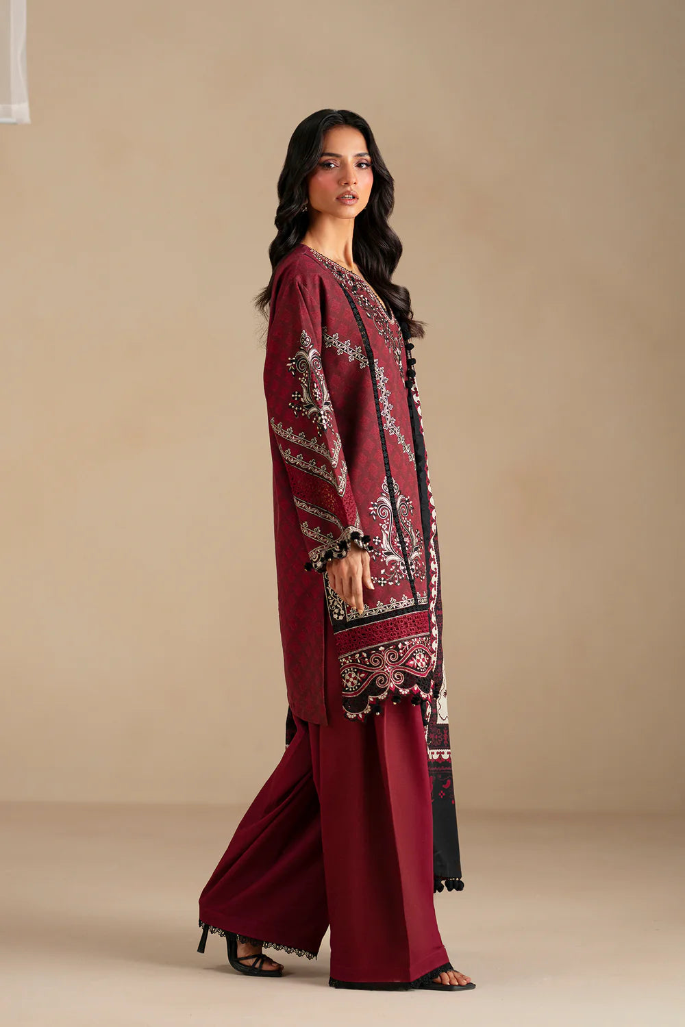 BRICK RED | E0798/203/305 | Unstitched Winter '25 | Ethnc