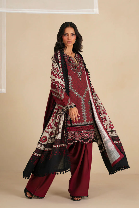 BRICK RED | E0798/203/305 | Unstitched Winter '25 | Ethnc