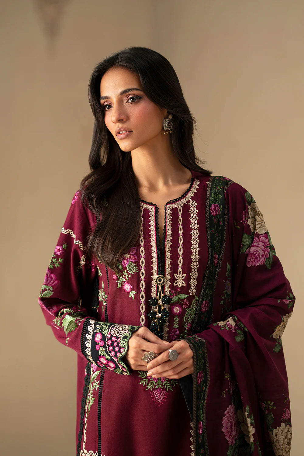 DEEP PLUM | E0800/203/516 | Unstitched Winter '25 | Ethnc