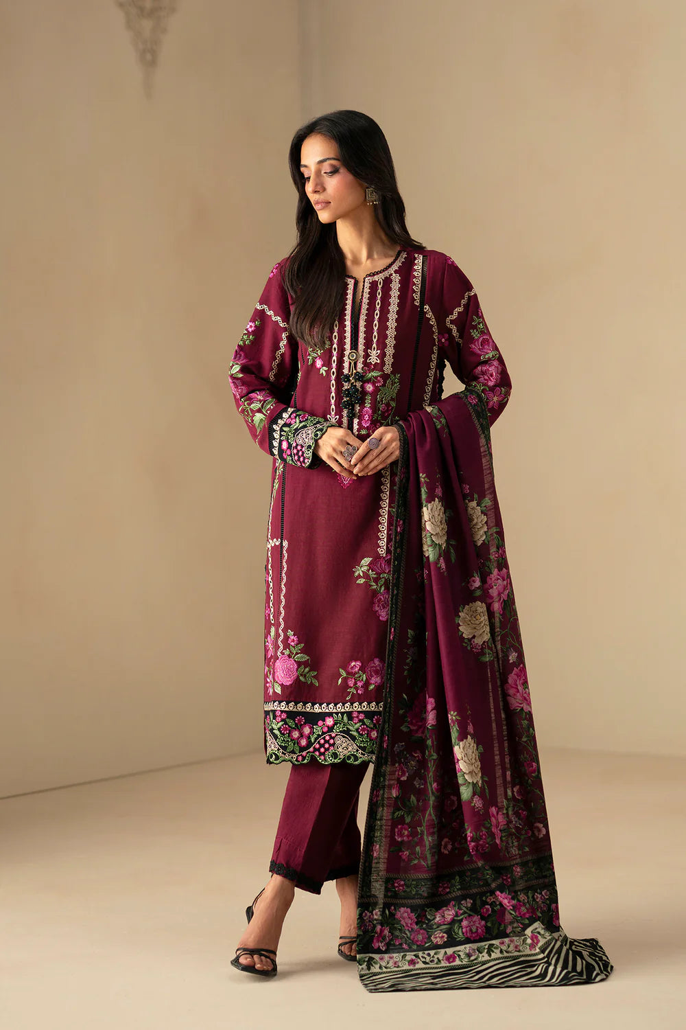 DEEP PLUM | E0800/203/516 | Unstitched Winter '25 | Ethnc