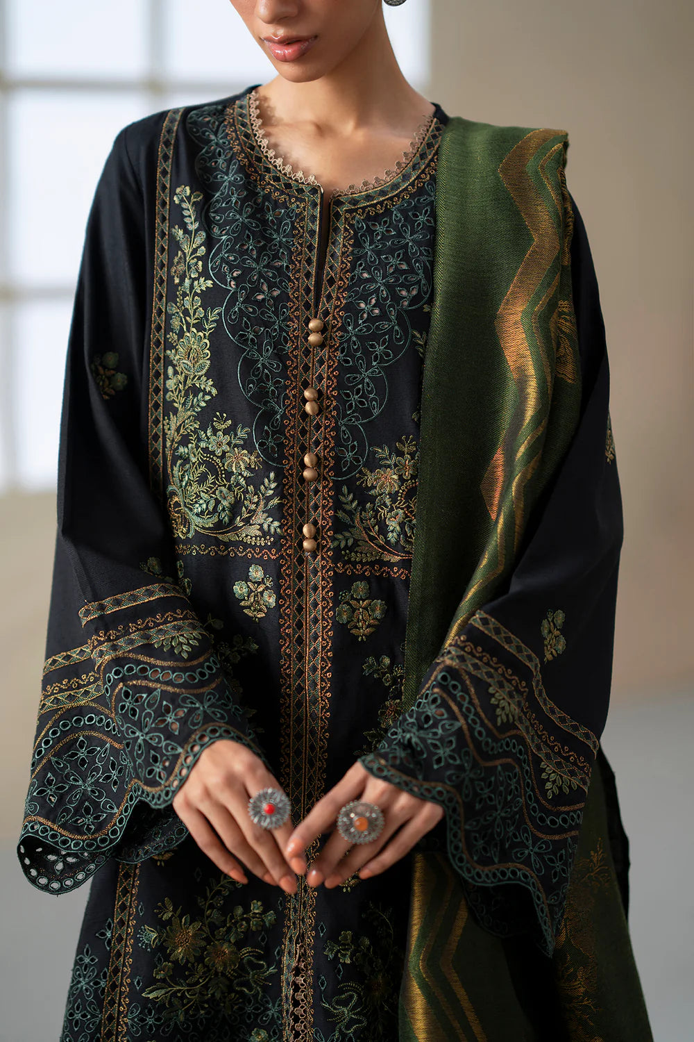 JET BLACK | E0801/203/902 | Unstitched Rozana A/W '25 Drop 2 | Ethnc