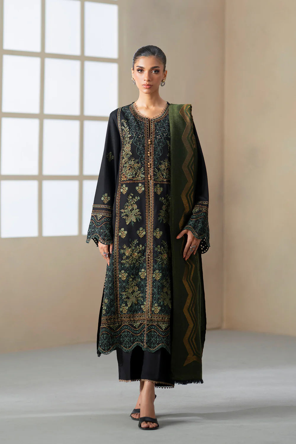 JET BLACK | E0801/203/902 | Unstitched Rozana A/W '25 Drop 2 | Ethnc