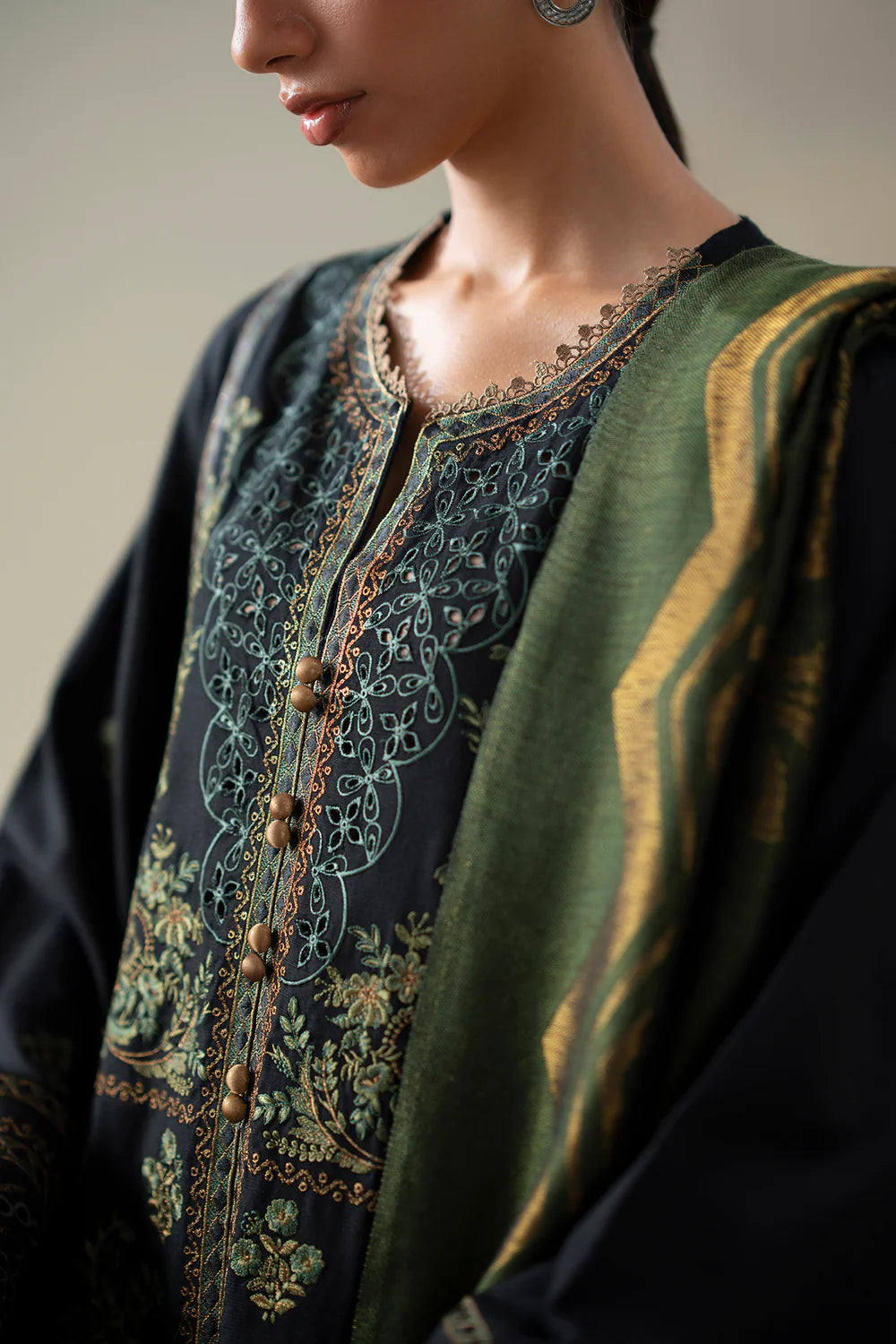 JET BLACK | E0801/203/902 | Unstitched Rozana A/W '25 Drop 2 | Ethnc