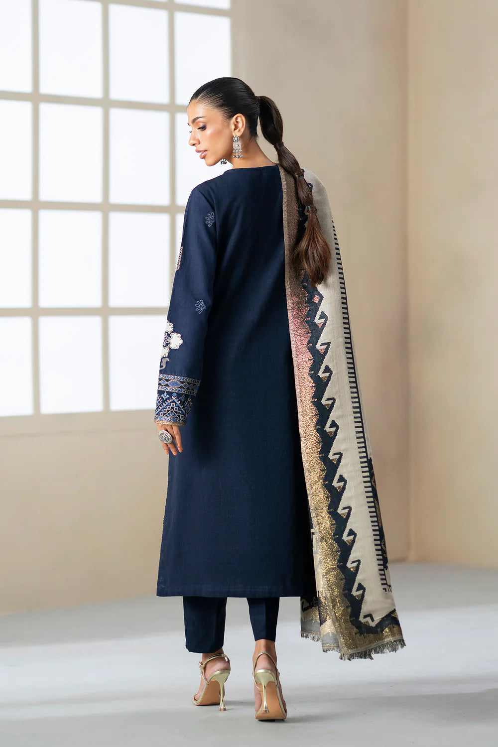 NAVY BLUE | E0802/203/619 | Unstitched Rozana A/W '25 Drop 2 | Ethnc