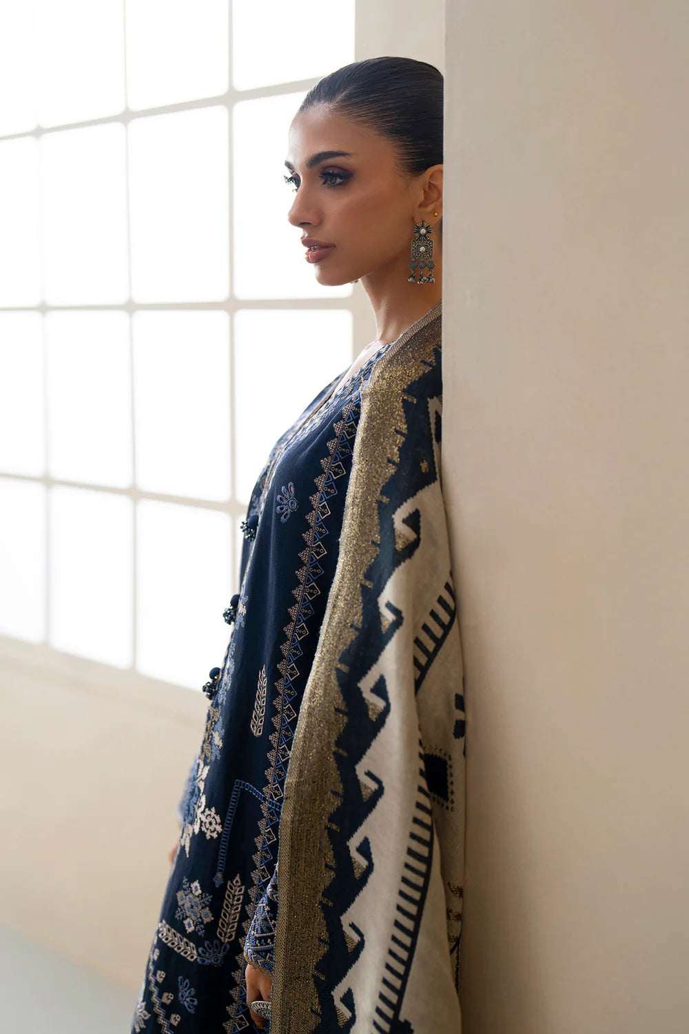 NAVY BLUE | E0802/203/619 | Unstitched Rozana A/W '25 Drop 2 | Ethnc