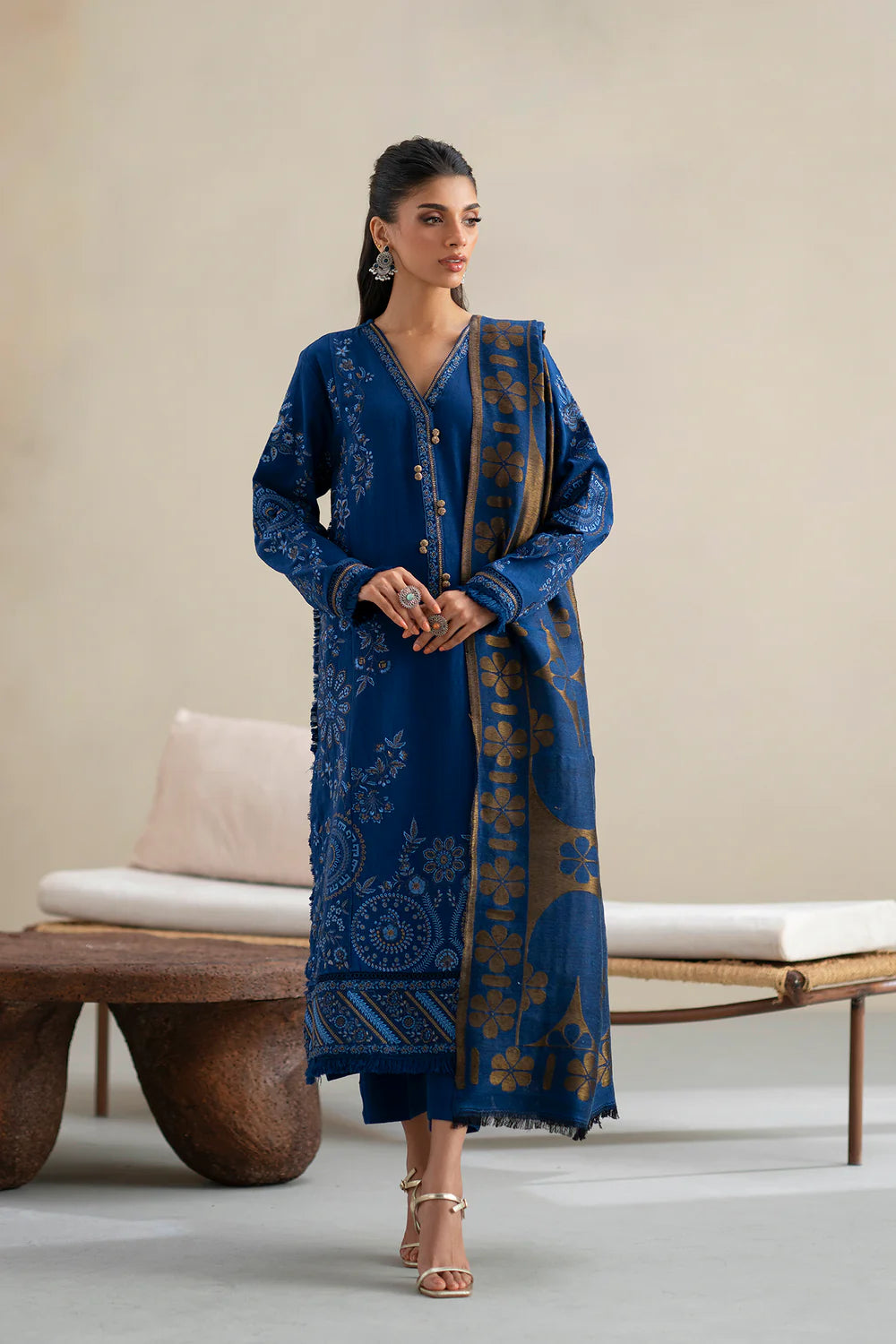 INDIGO BLUE | E0807/203/622 | Unstitched Rozana A/W '25 Drop 2 | Ethnc