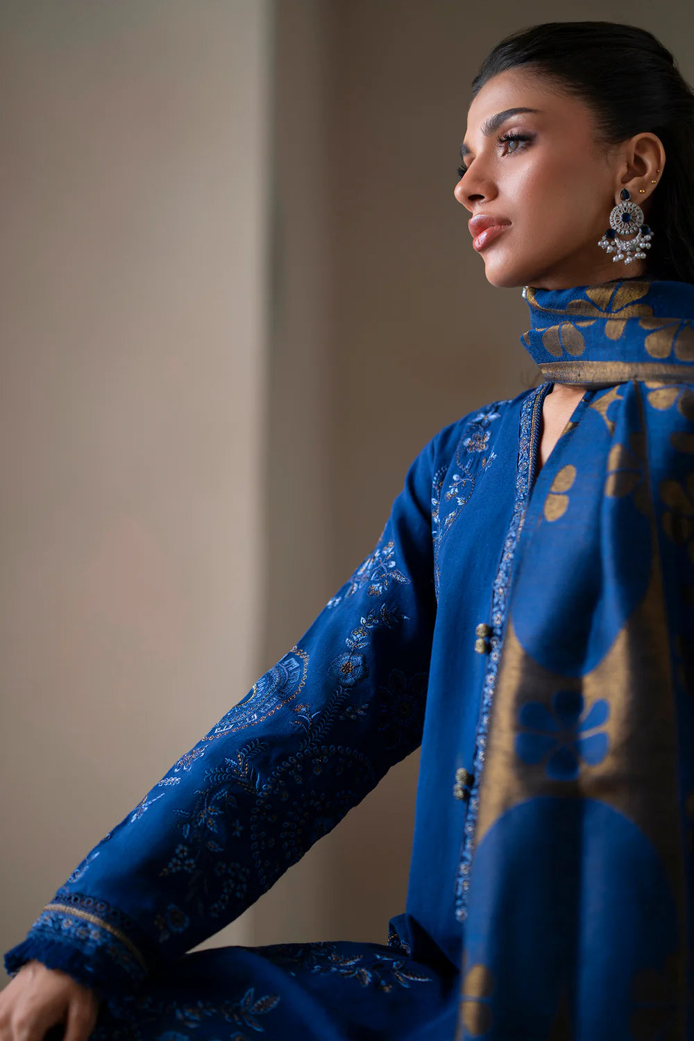 INDIGO BLUE | E0807/203/622 | Unstitched Rozana A/W '25 Drop 2 | Ethnc