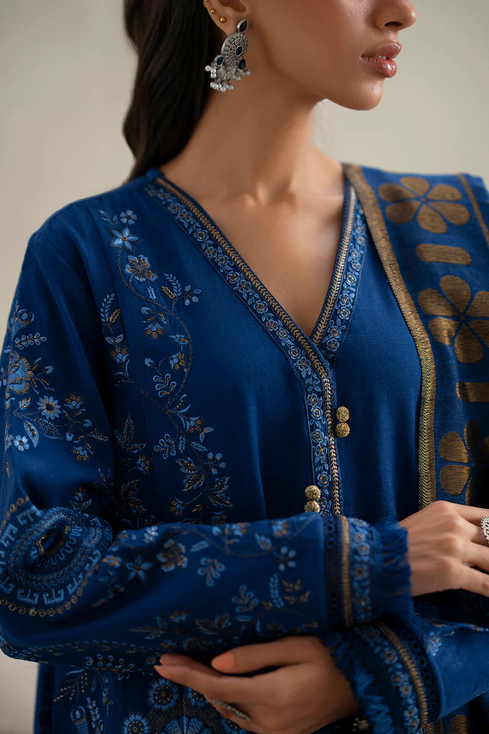 INDIGO BLUE | E0807/203/622 | Unstitched Rozana A/W '25 Drop 2 | Ethnc