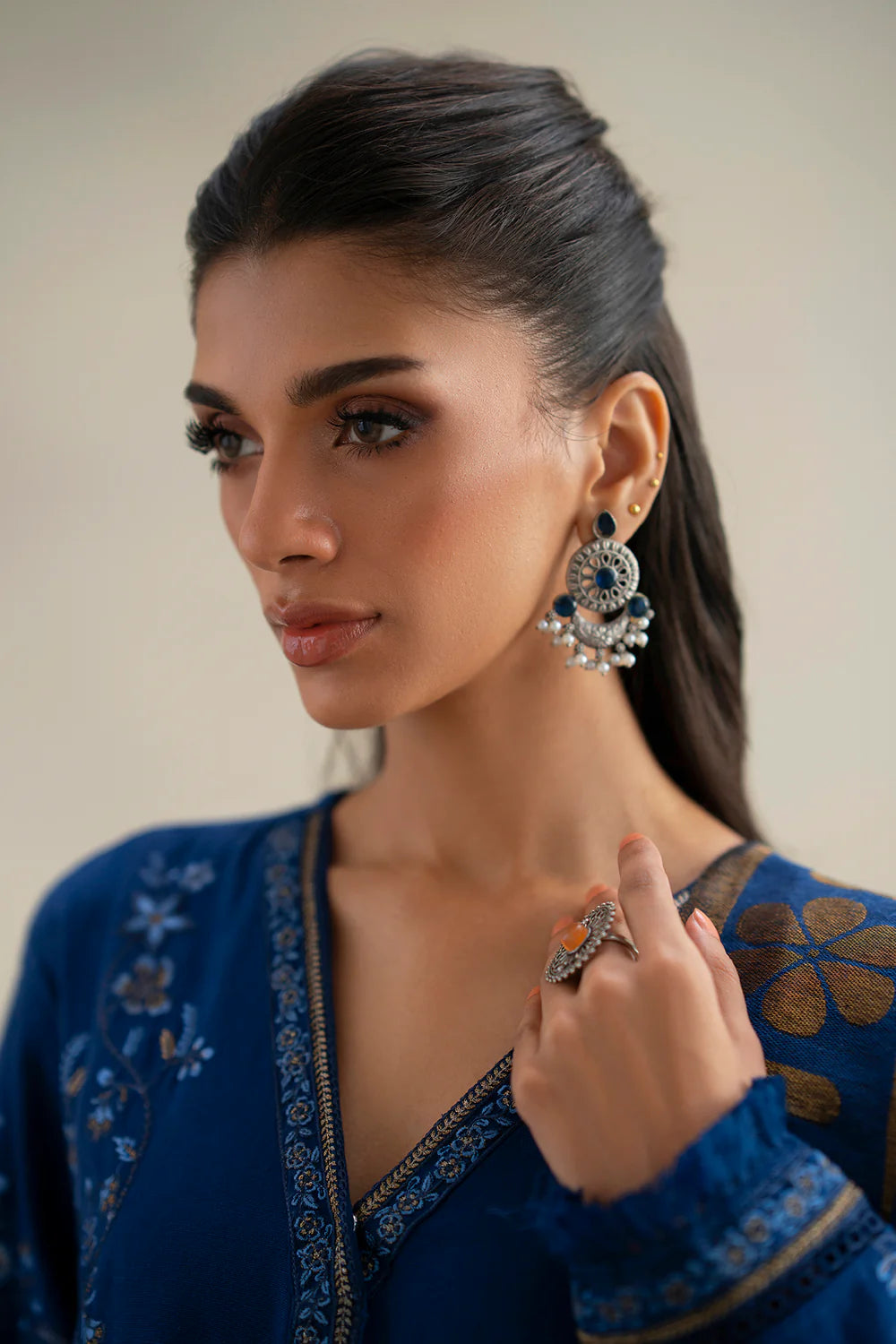 INDIGO BLUE | E0807/203/622 | Unstitched Rozana A/W '25 Drop 2 | Ethnc