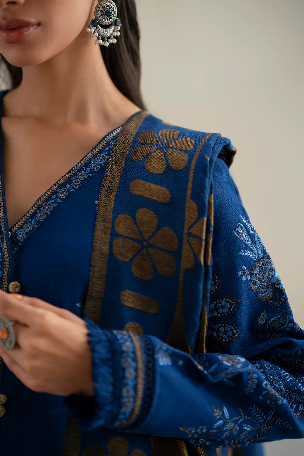 INDIGO BLUE | E0807/203/622 | Unstitched Rozana A/W '25 Drop 2 | Ethnc