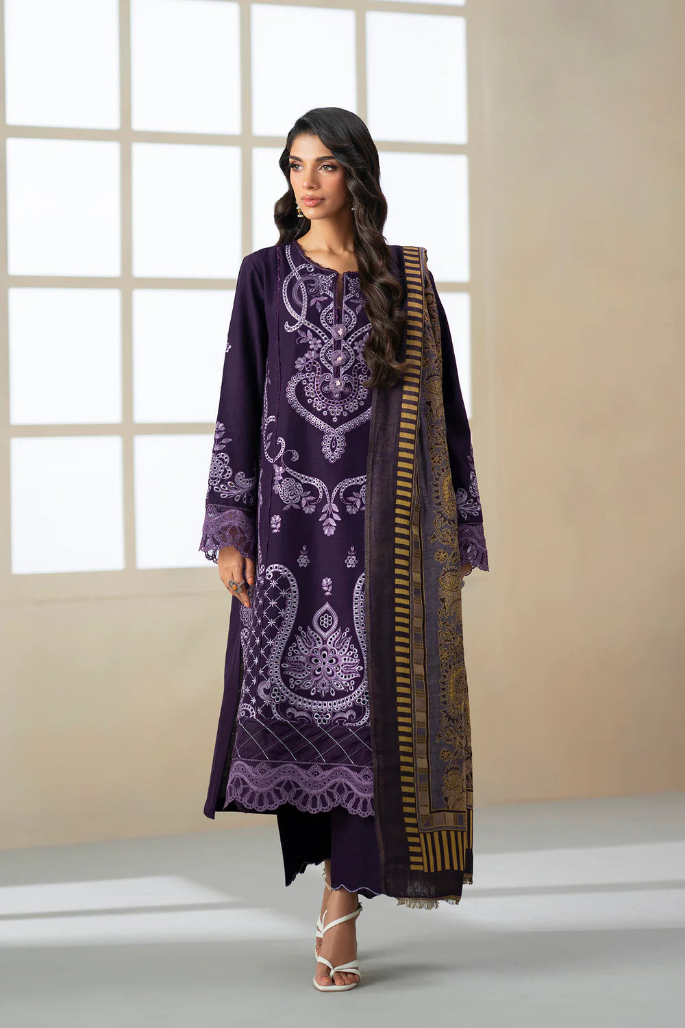 DARK PURPLE | E0808/203/502 | Unstitched Rozana A/W '25 Drop 2 | Ethnc