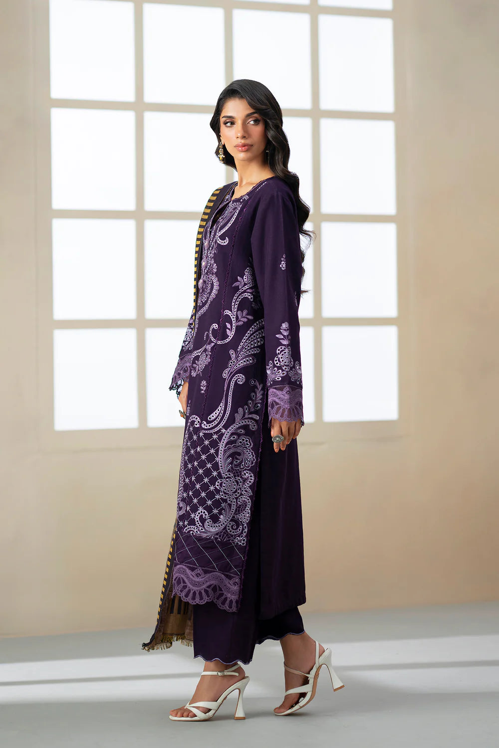 DARK PURPLE | E0808/203/502 | Unstitched Rozana A/W '25 Drop 2 | Ethnc