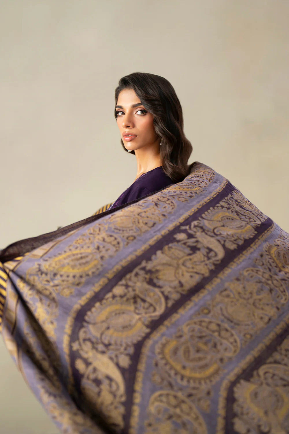 DARK PURPLE | E0808/203/502 | Unstitched Rozana A/W '25 Drop 2 | Ethnc
