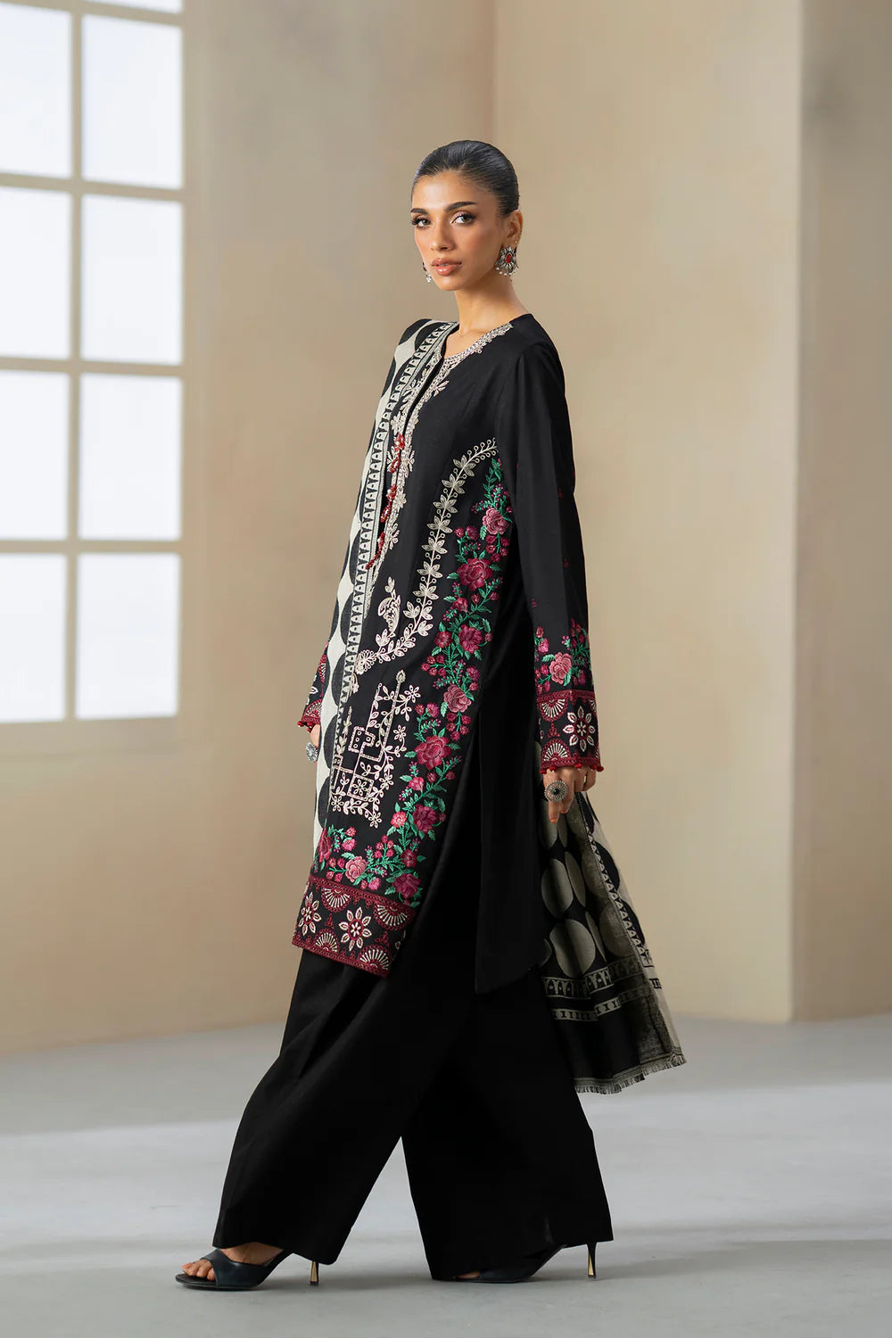 JET BLACK | E0809/203/902 | Unstitched Rozana A/W '25 Drop 2 | Ethnc