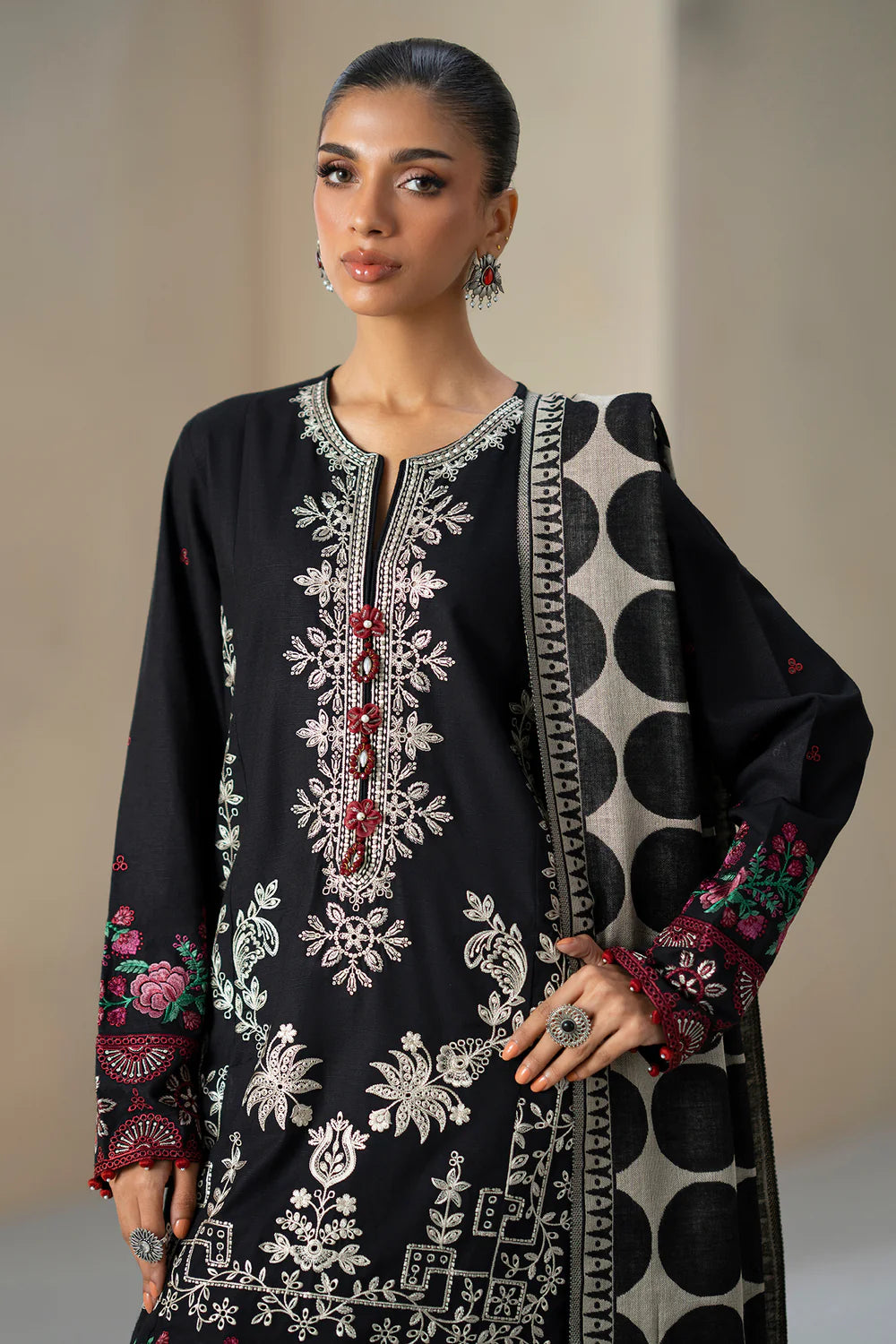 JET BLACK | E0809/203/902 | Unstitched Rozana A/W '25 Drop 2 | Ethnc