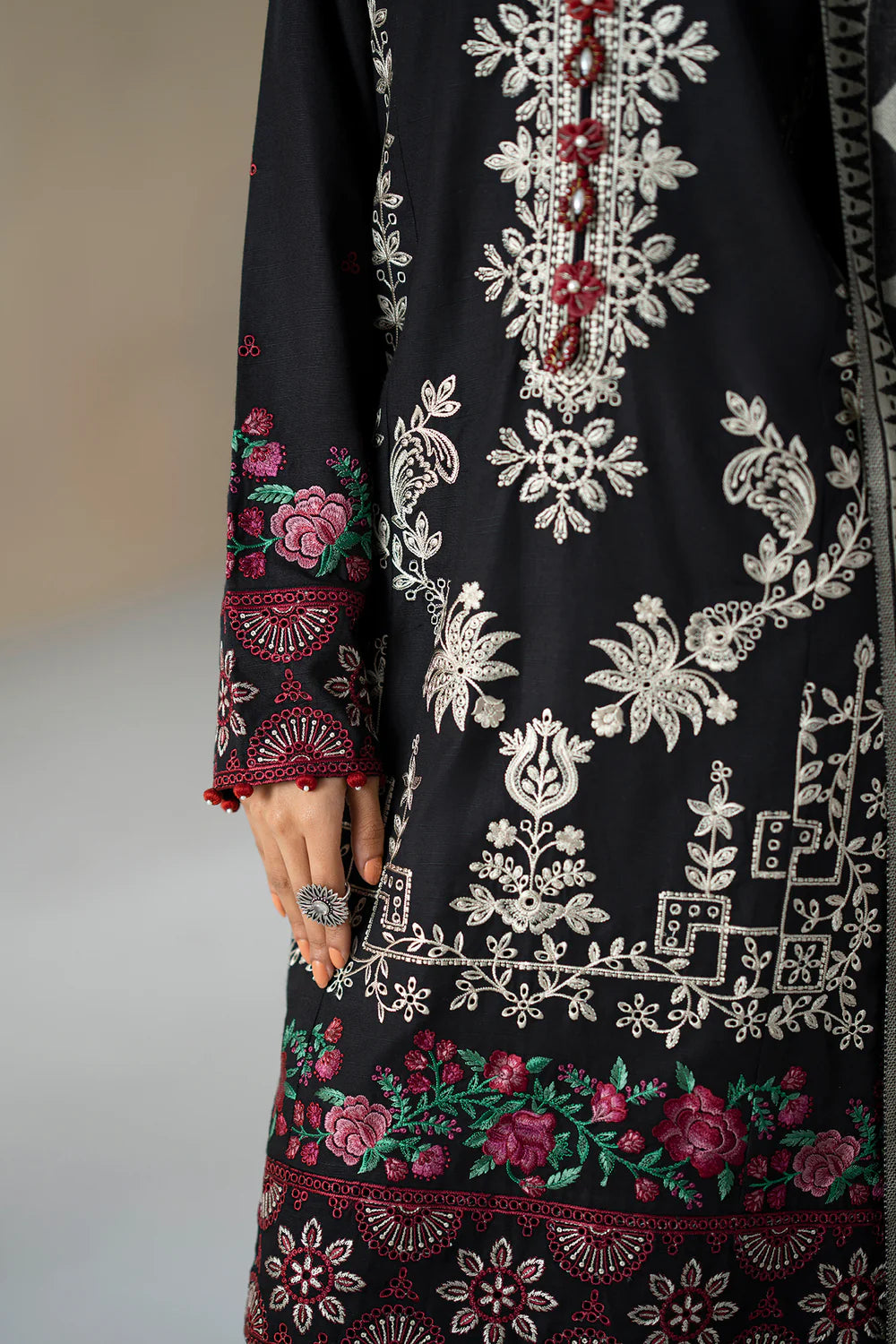 JET BLACK | E0809/203/902 | Unstitched Rozana A/W '25 Drop 2 | Ethnc