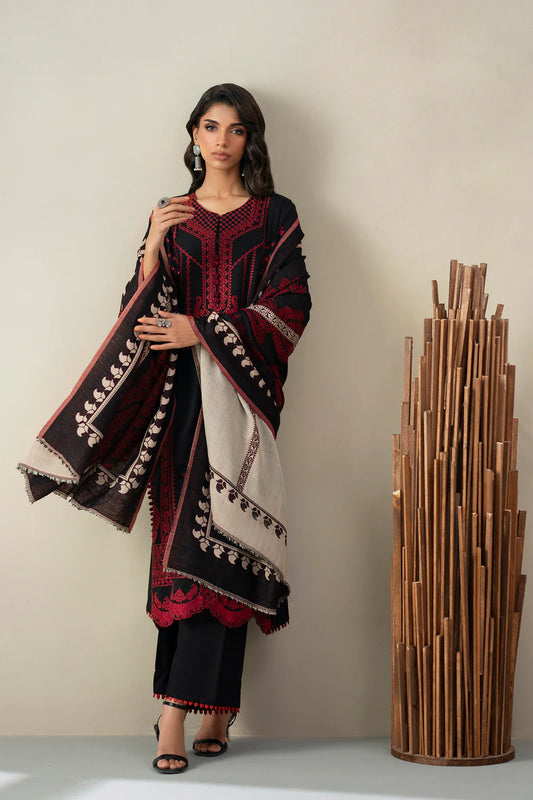 JET BLACK | E0810/203/902 | Unstitched Rozana A/W '25 Drop 2 | Ethnc