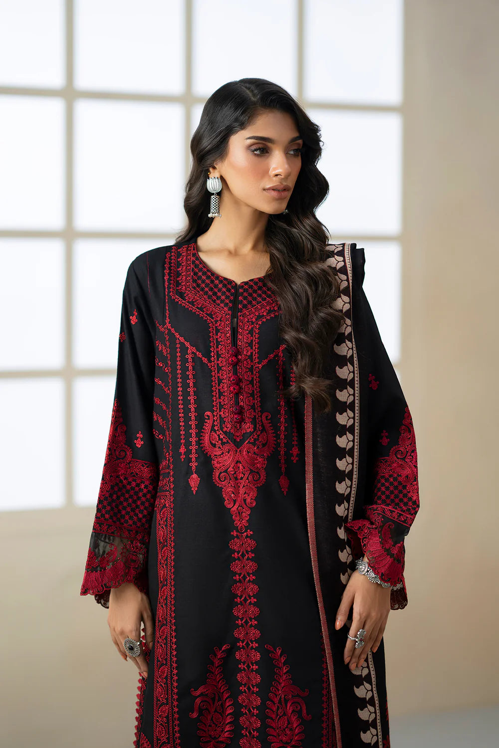 JET BLACK | E0810/203/902 | Unstitched Rozana A/W '25 Drop 2 | Ethnc