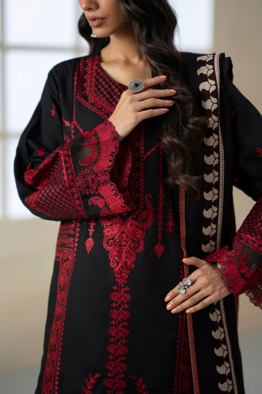JET BLACK | E0810/203/902 | Unstitched Rozana A/W '25 Drop 2 | Ethnc