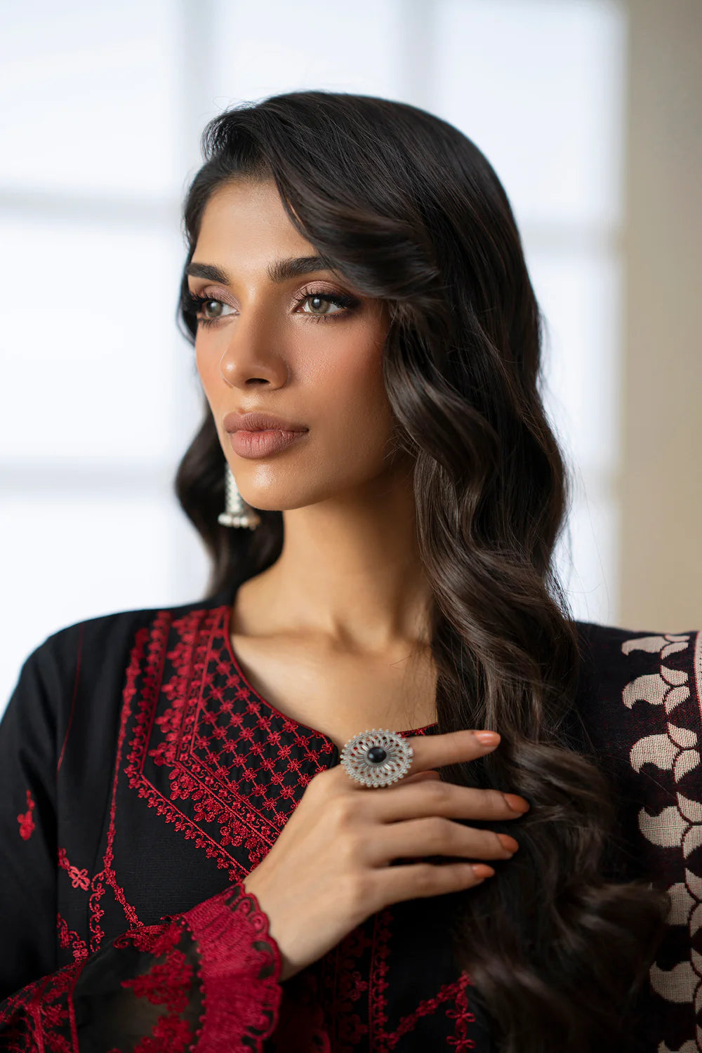 JET BLACK | E0810/203/902 | Unstitched Rozana A/W '25 Drop 2 | Ethnc