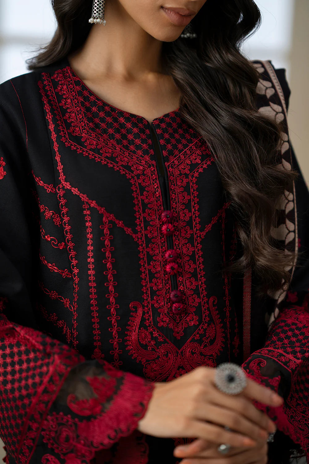 JET BLACK | E0810/203/902 | Unstitched Rozana A/W '25 Drop 2 | Ethnc