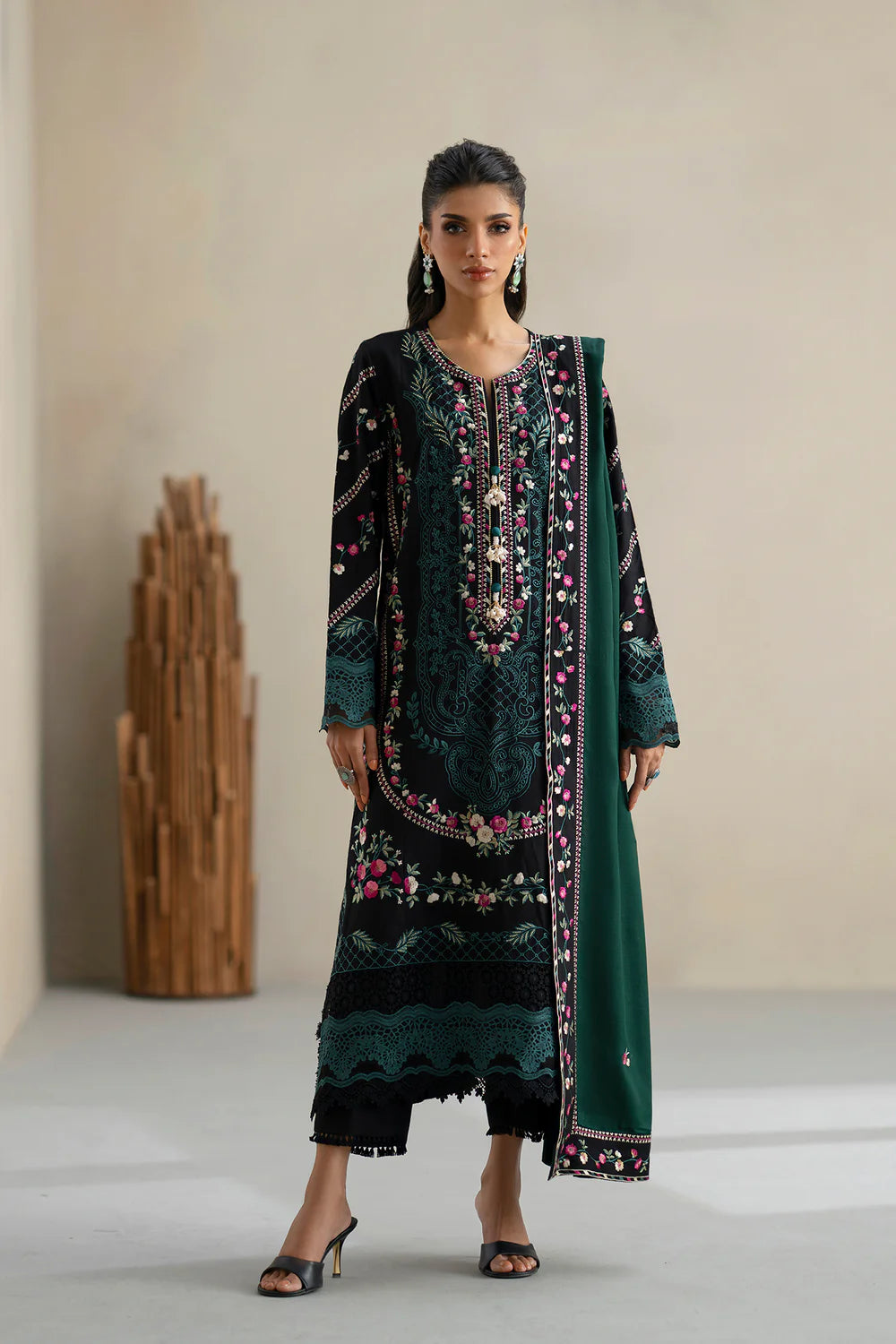 JET BLACK | E0812/203/902 | Unstitched Rozana A/W '25 Drop 2 | Ethnc