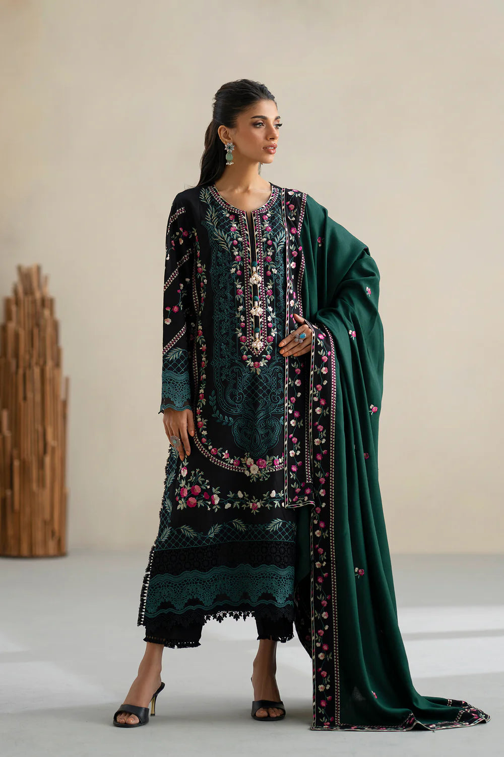 JET BLACK | E0812/203/902 | Unstitched Rozana A/W '25 Drop 2 | Ethnc