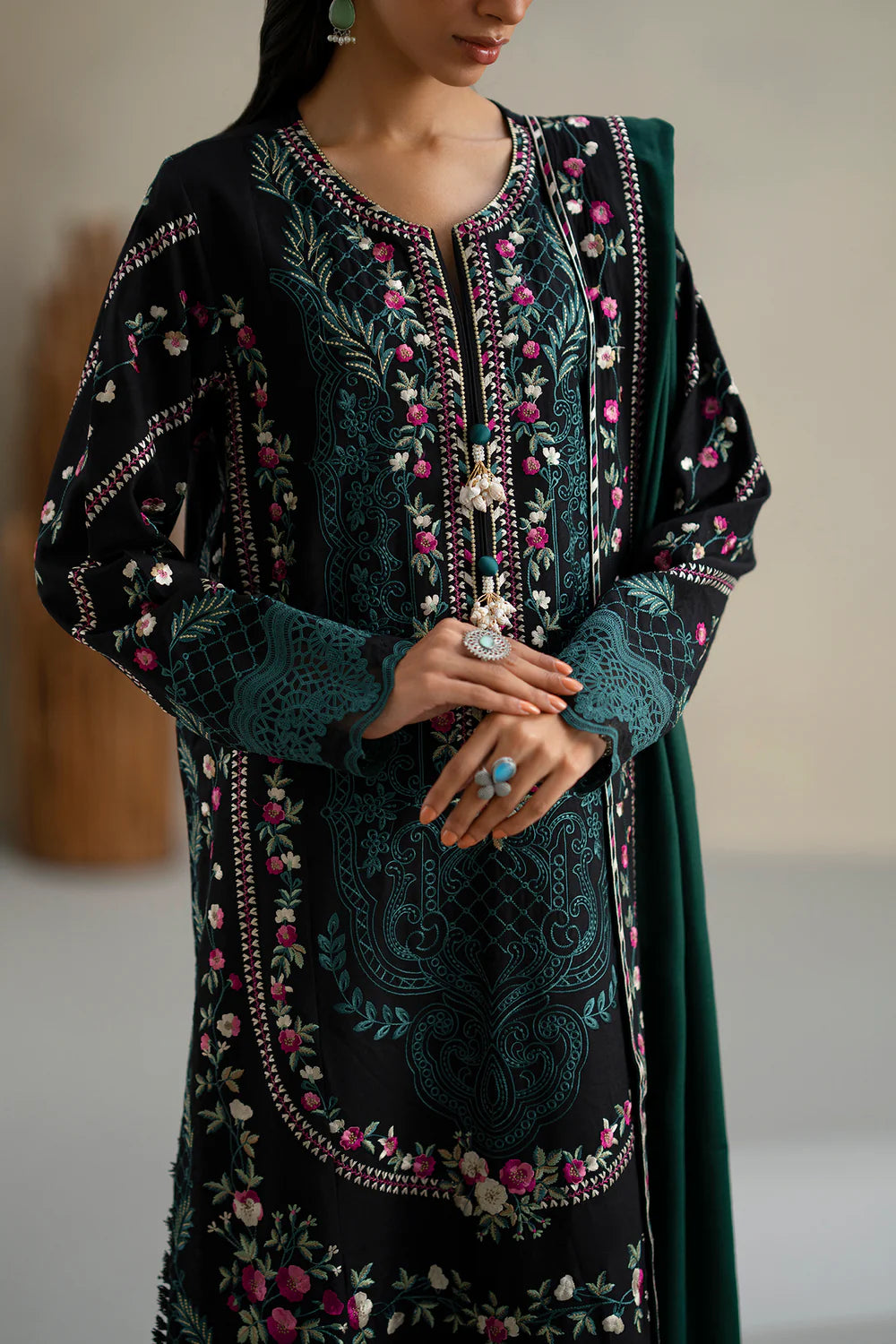 JET BLACK | E0812/203/902 | Unstitched Rozana A/W '25 Drop 2 | Ethnc