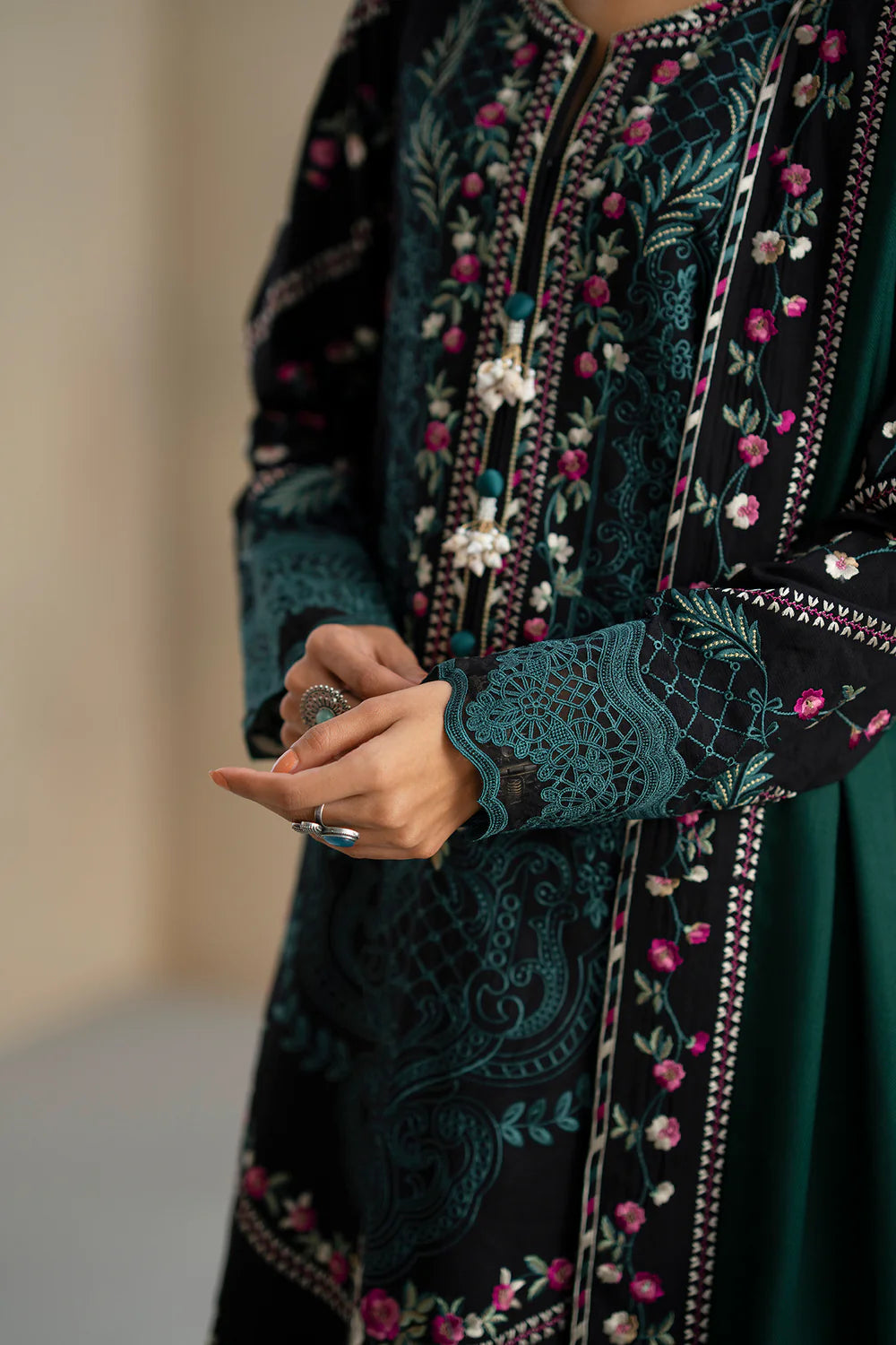 JET BLACK | E0812/203/902 | Unstitched Rozana A/W '25 Drop 2 | Ethnc