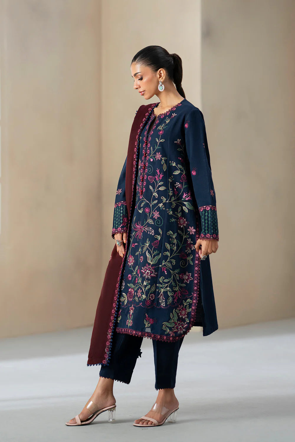 DARK BLUE | E0815/203/618 | Unstitched Rozana A/W '25 Drop 2 | Ethnc