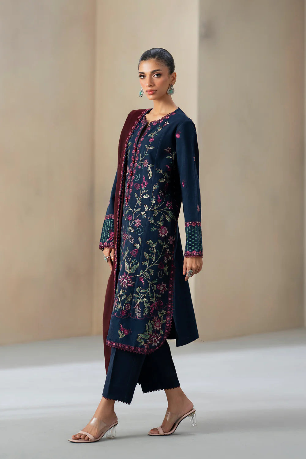 DARK BLUE | E0815/203/618 | Unstitched Rozana A/W '25 Drop 2 | Ethnc