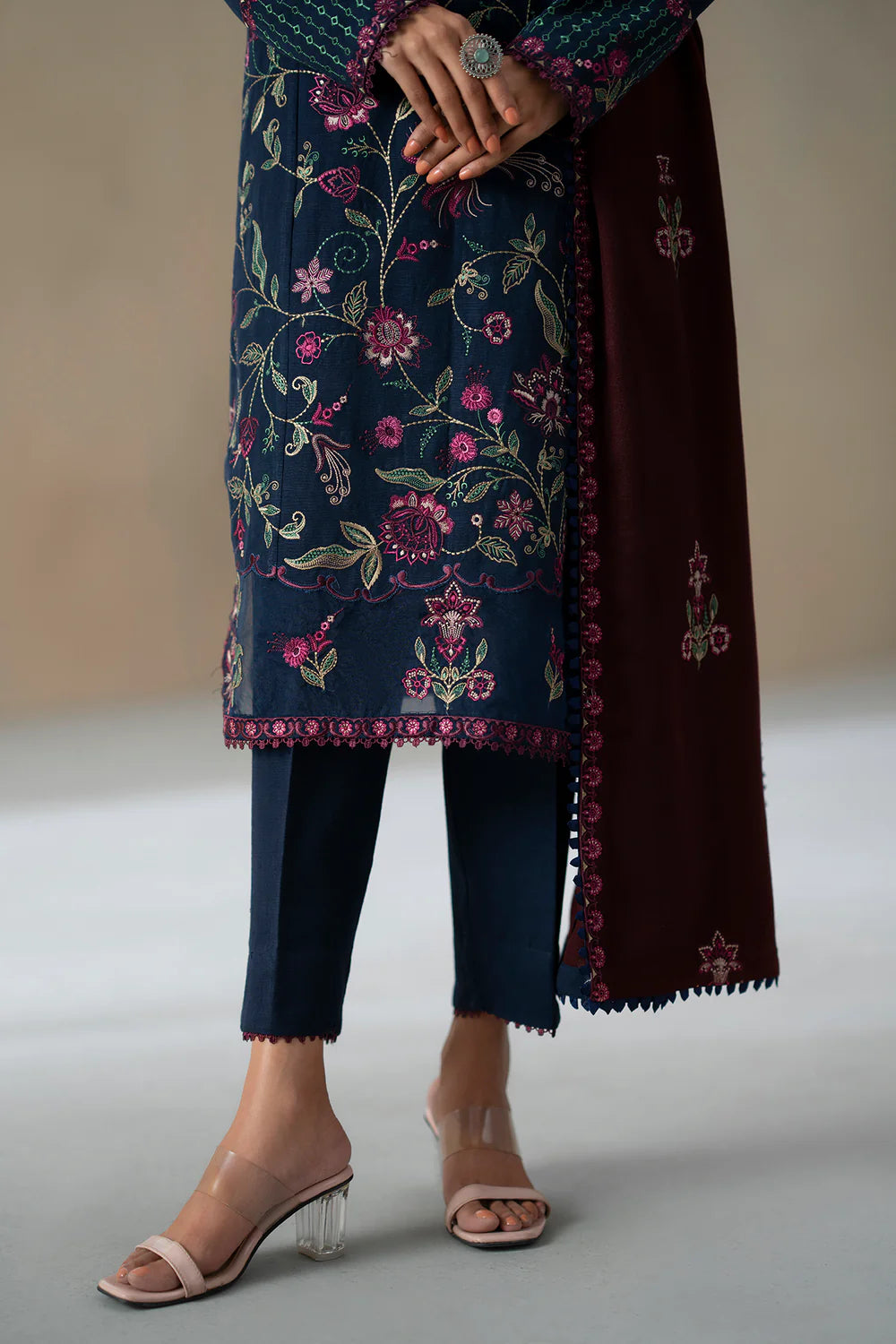 DARK BLUE | E0815/203/618 | Unstitched Rozana A/W '25 Drop 2 | Ethnc