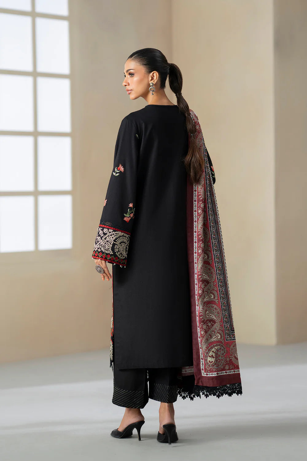JET BLACK | E0816/203/902 | Unstitched Rozana A/W '25 Drop 2 | Ethnc