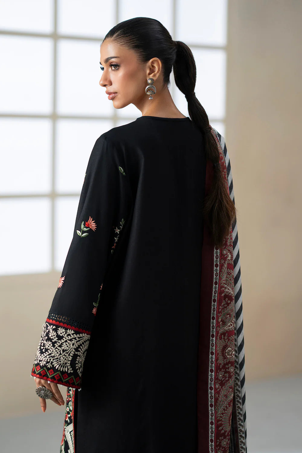 JET BLACK | E0816/203/902 | Unstitched Rozana A/W '25 Drop 2 | Ethnc
