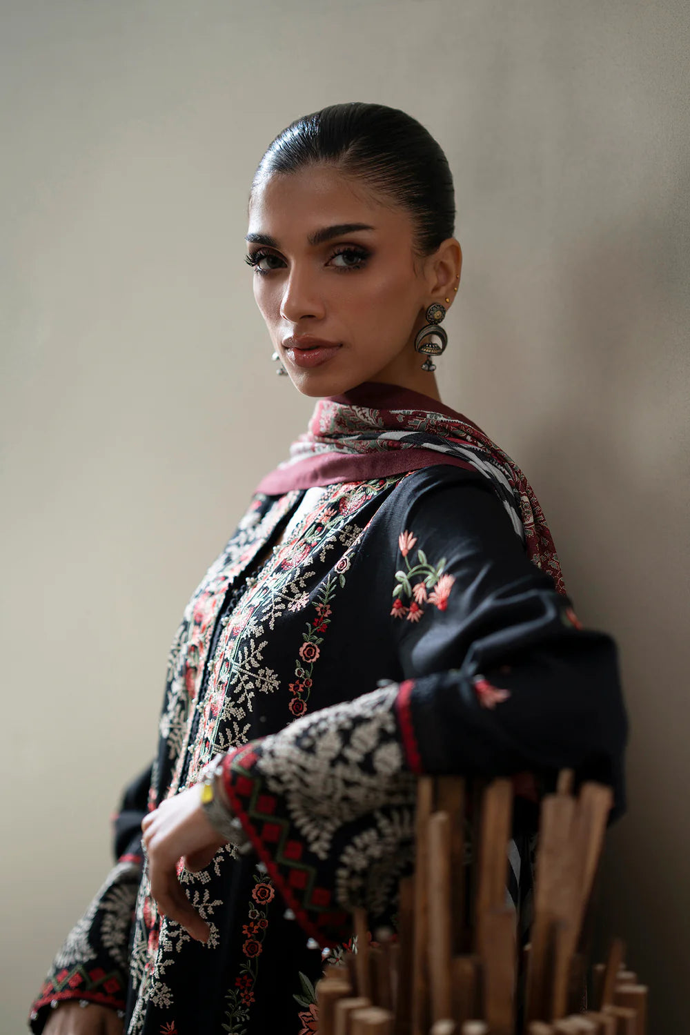 JET BLACK | E0816/203/902 | Unstitched Rozana A/W '25 Drop 2 | Ethnc