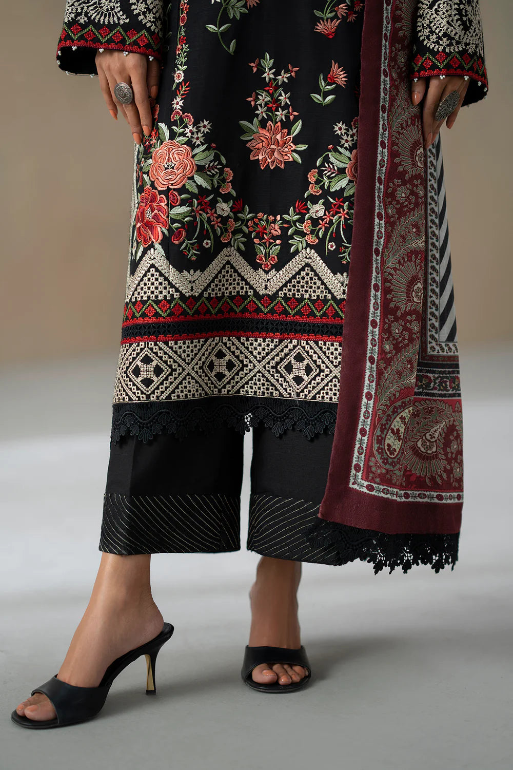 JET BLACK | E0816/203/902 | Unstitched Rozana A/W '25 Drop 2 | Ethnc